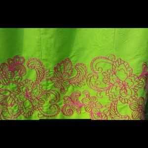 Green Dress with pink flowers design